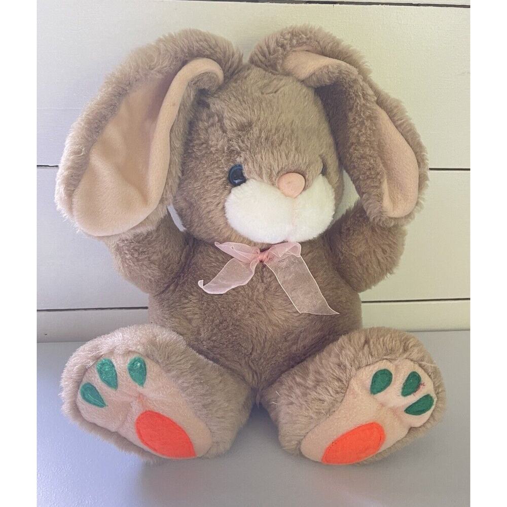 Sugar Loaf Creations Brown Plush Bunny Easter Rabbit Big Carrot Feet